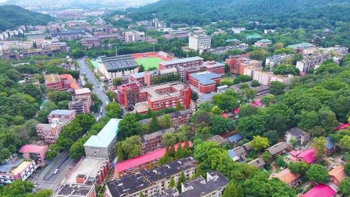 湖南大学学校校园风景航拍长沙岳麓区城市地