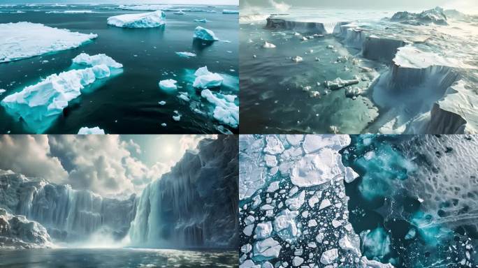 南极北极冰川冰山冰雪融化全球变暖