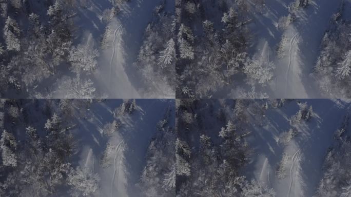 航拍吉林省吉林市永吉北大湖滑雪场雪景全景