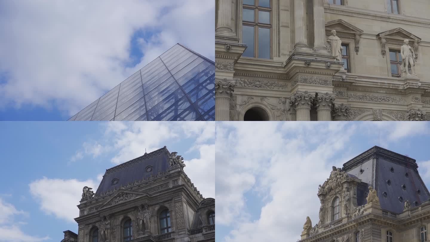 欧洲法国巴黎建筑欧式雕塑天空欧洲罗浮宫