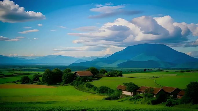 田野农田房屋风景