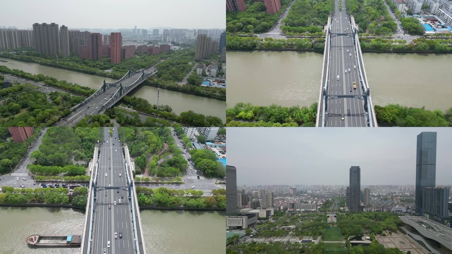 4K航拍无锡运河金匮大桥