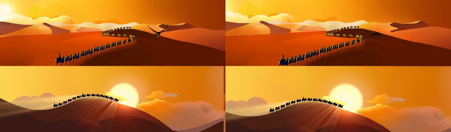 手绘沙漠骆驼