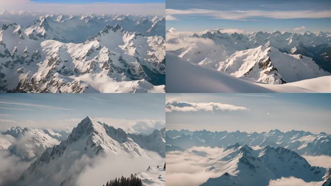 瑞士阿尔卑斯雪山：壮丽冰雪世界的航拍视角