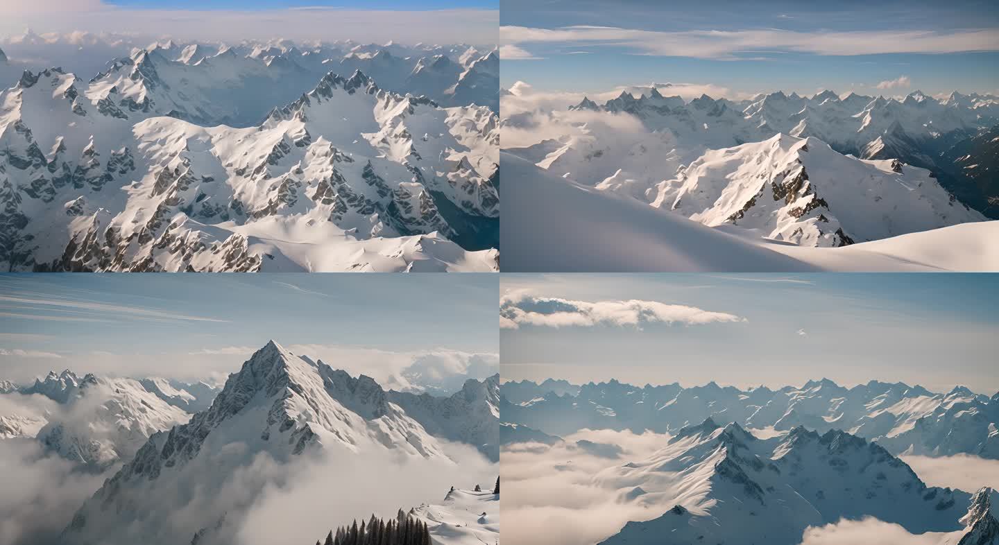 瑞士阿尔卑斯雪山：壮丽冰雪世界的航拍视角