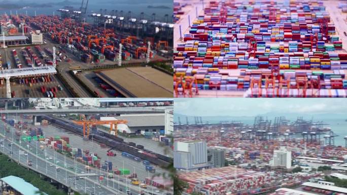 移轴拍摄中国物流航运商用码头集装箱外贸出口航拍（选编）