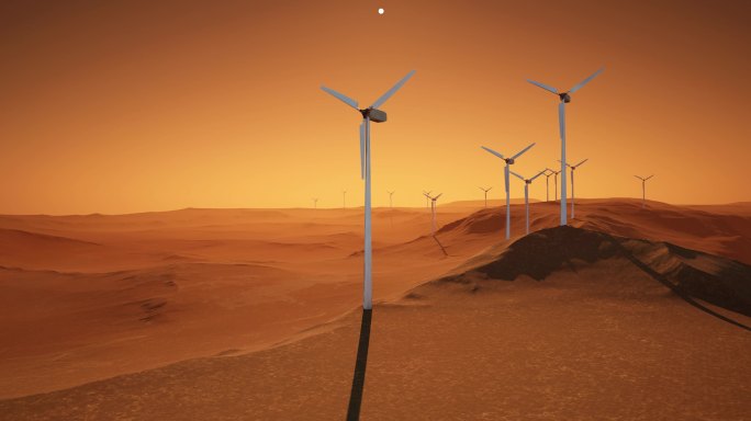 4K戈壁滩风电 沙漠风力发电 新能源