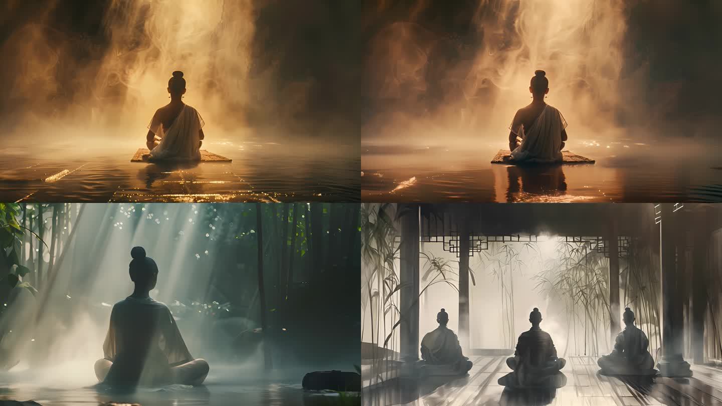 禅修冥想湖边瑜伽灵性觉醒