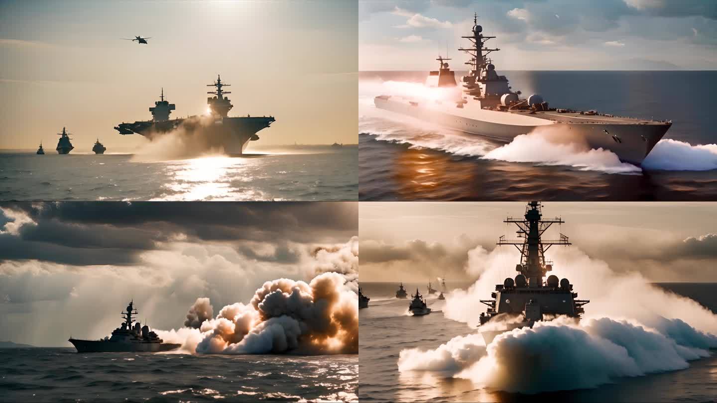 4K海军战舰海战爆炸炸弹火箭弹导弹燃烧