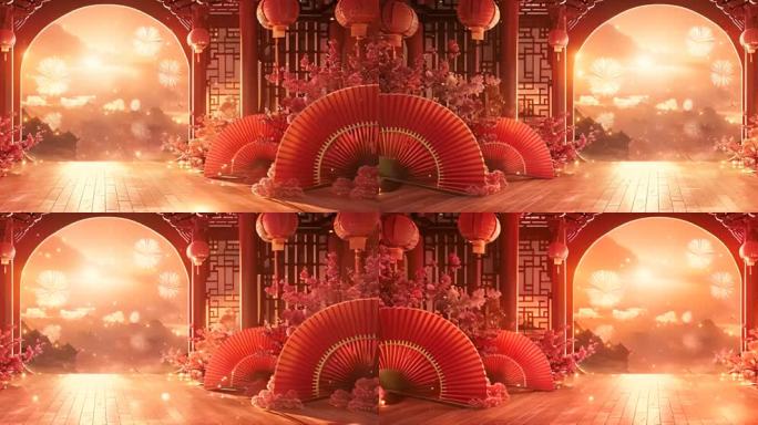 新年中国红舞台背景 晚会