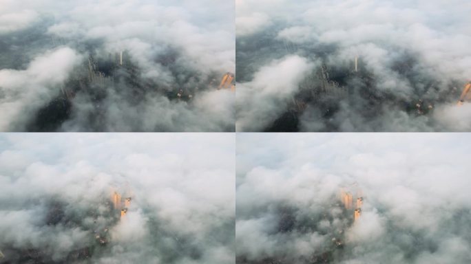 城市云雾天气上空