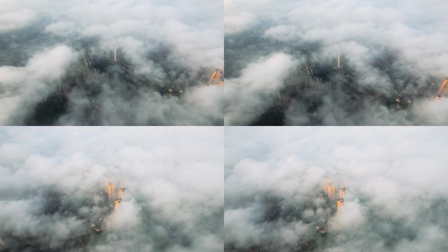 城市云雾天气上空