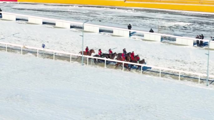 中国新疆跑马场赛马马术运动冬季航拍（选编）