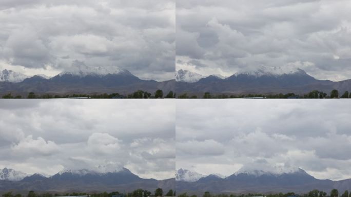 山顶积雪云朵延时摄影4K素材