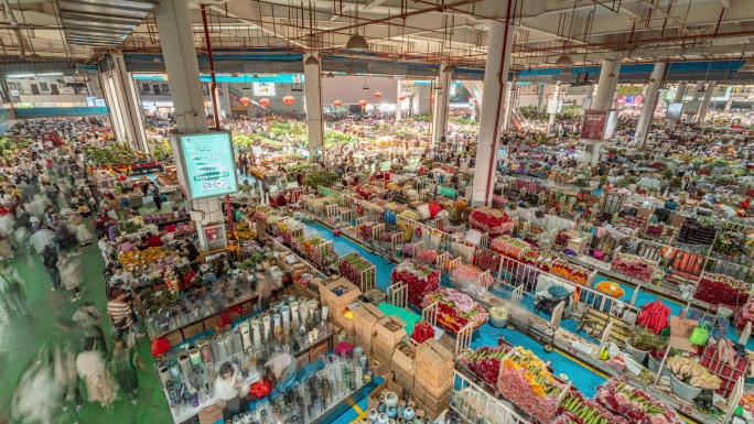 斗南花卉市场人流延时