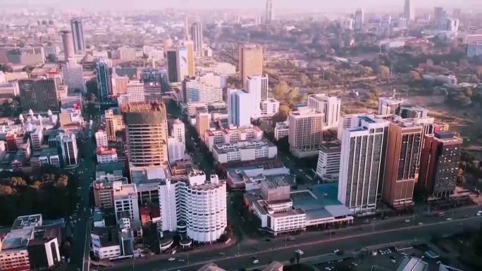 非洲肯尼亚内罗毕城市风广角航拍