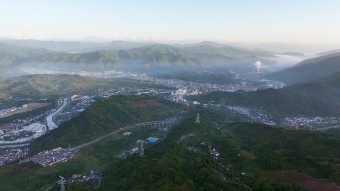 四川荥经县城航拍全景山区城市