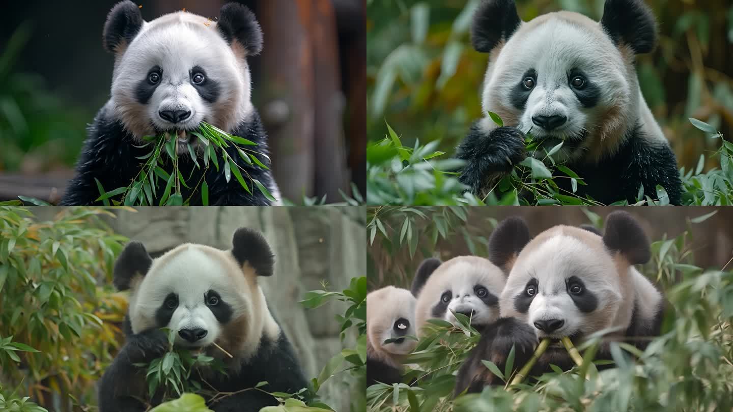 呆萌的大熊猫吃竹子国宝ai素材原创44_