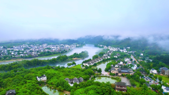 桃花潭安徽宣城泾县桃花潭风景区航拍4K