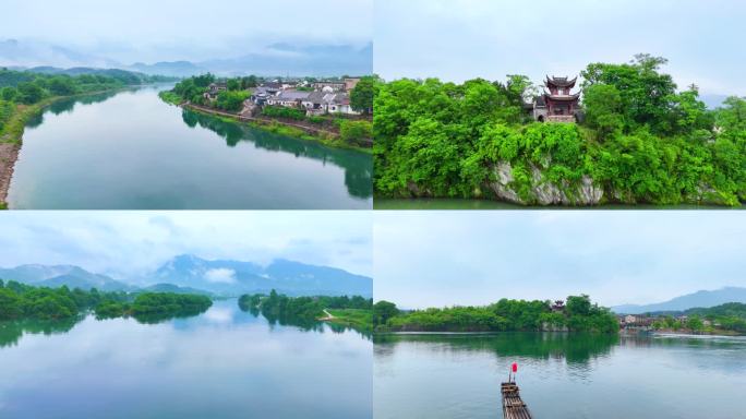 桃花潭安徽宣城泾县桃花潭风景区航拍4K