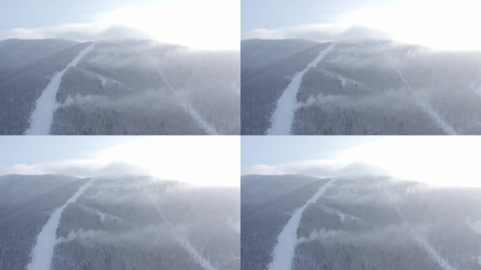 航拍吉林省吉林市永吉北大湖滑雪场雪景全景