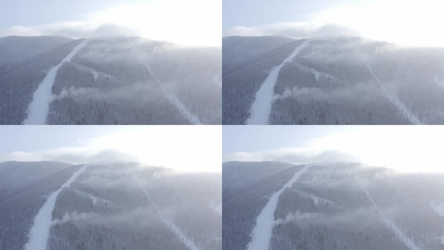 航拍吉林省吉林市永吉北大湖滑雪场雪景全景