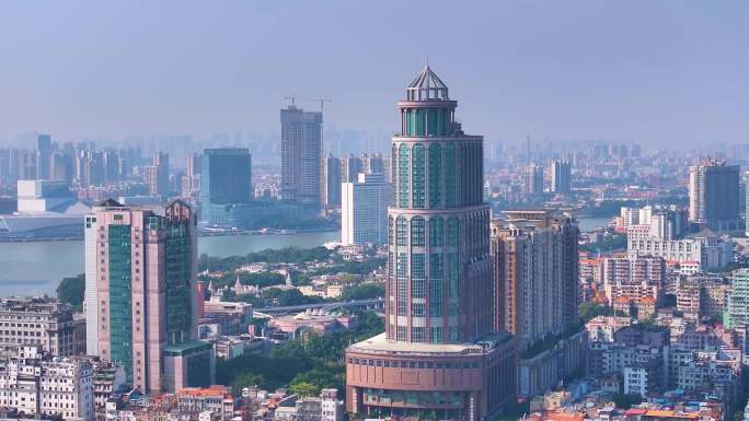 广州海珠区珠江航拍城市高楼大厦摩天大楼城