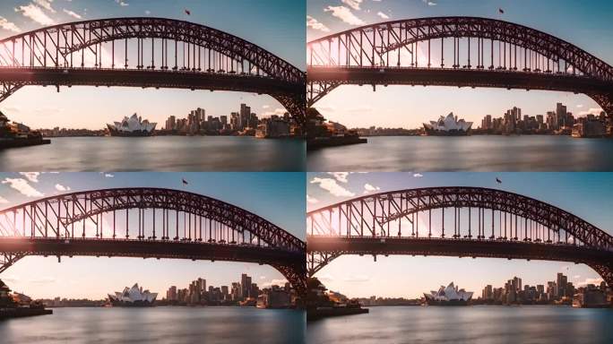 著名的悉尼歌剧院和海港大桥城市景观
