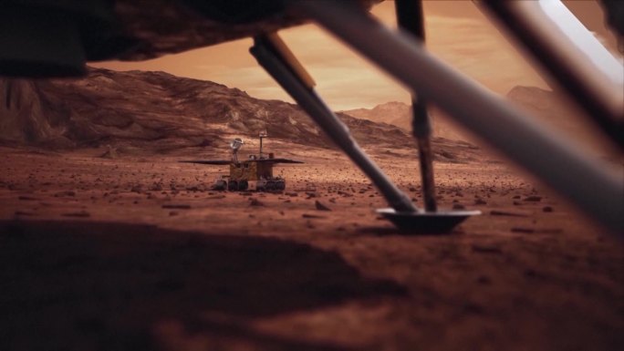 火星探测器在火星地形上移动的动画