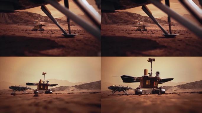 火星探测器在火星地形上移动的动画