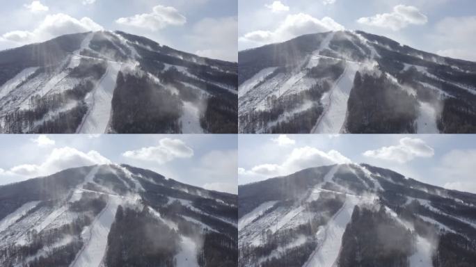 航拍吉林省通化市万峰滑雪场冬季雪季景观