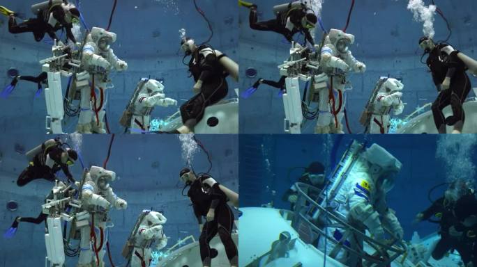 中国的宇航员在水下模拟失重环境训练