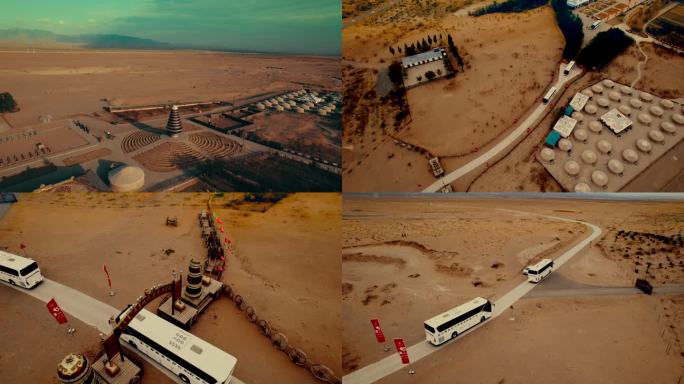 4k卫拉特营地沙漠大巴驶向远方