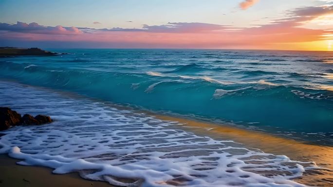 日出海滩大海海洋海浪