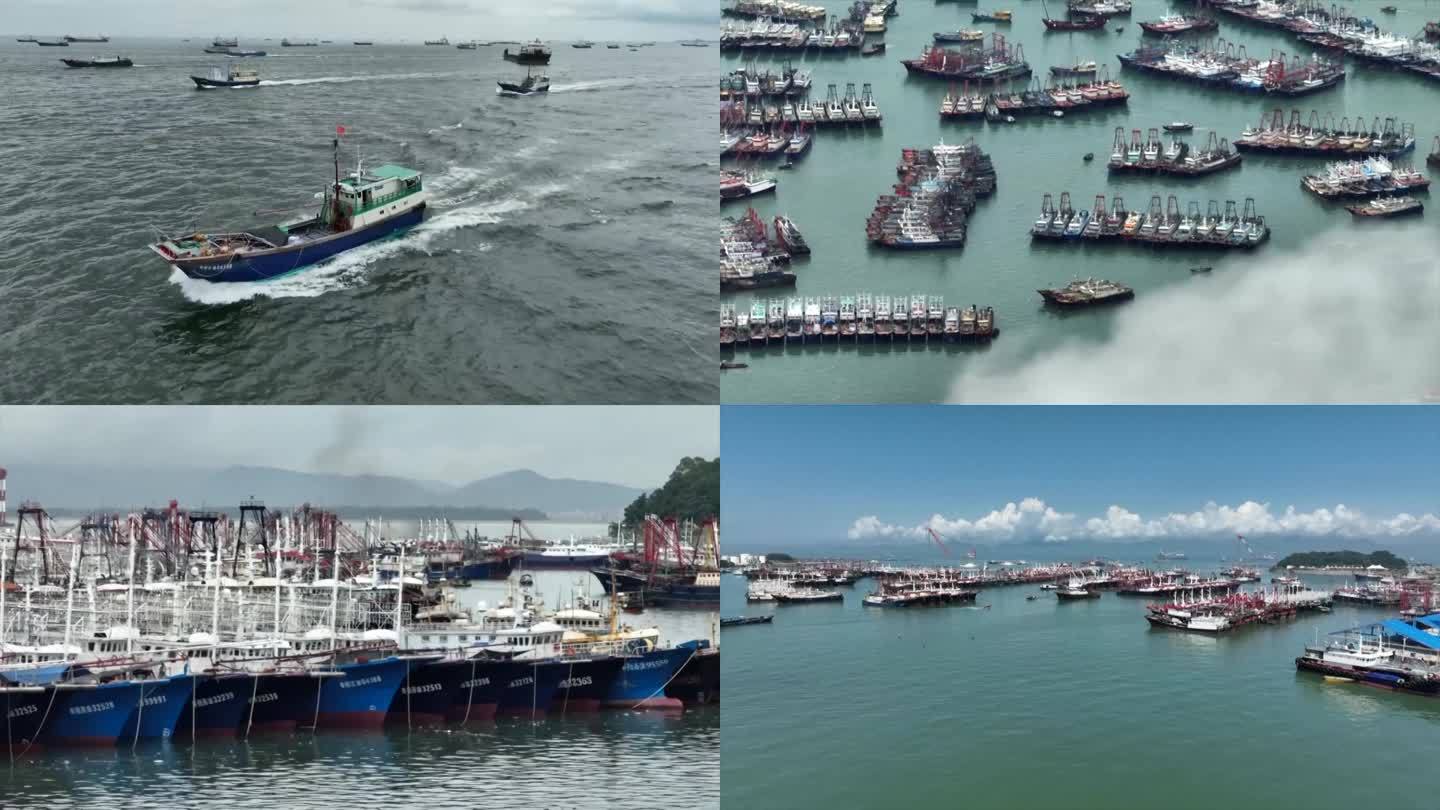 中国福建省的沿海捕鱼业渔船港口航拍（合集）