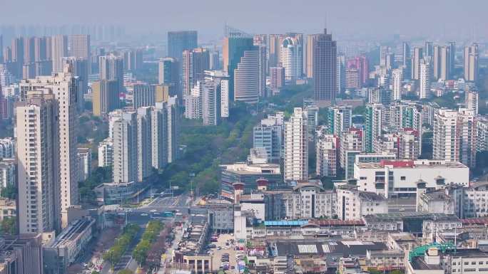 江苏常州市新北区航拍高楼大厦城市市区市中