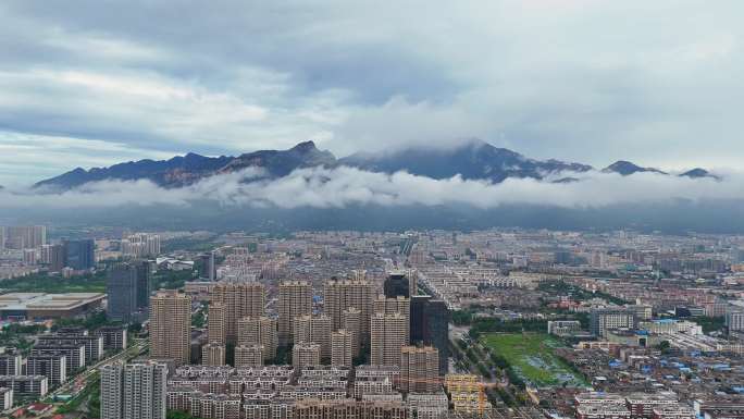 4k航拍泰山下的山东泰安城市全景合集