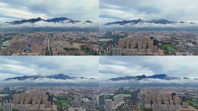 4k航拍泰山下的山东泰安城市全景合集