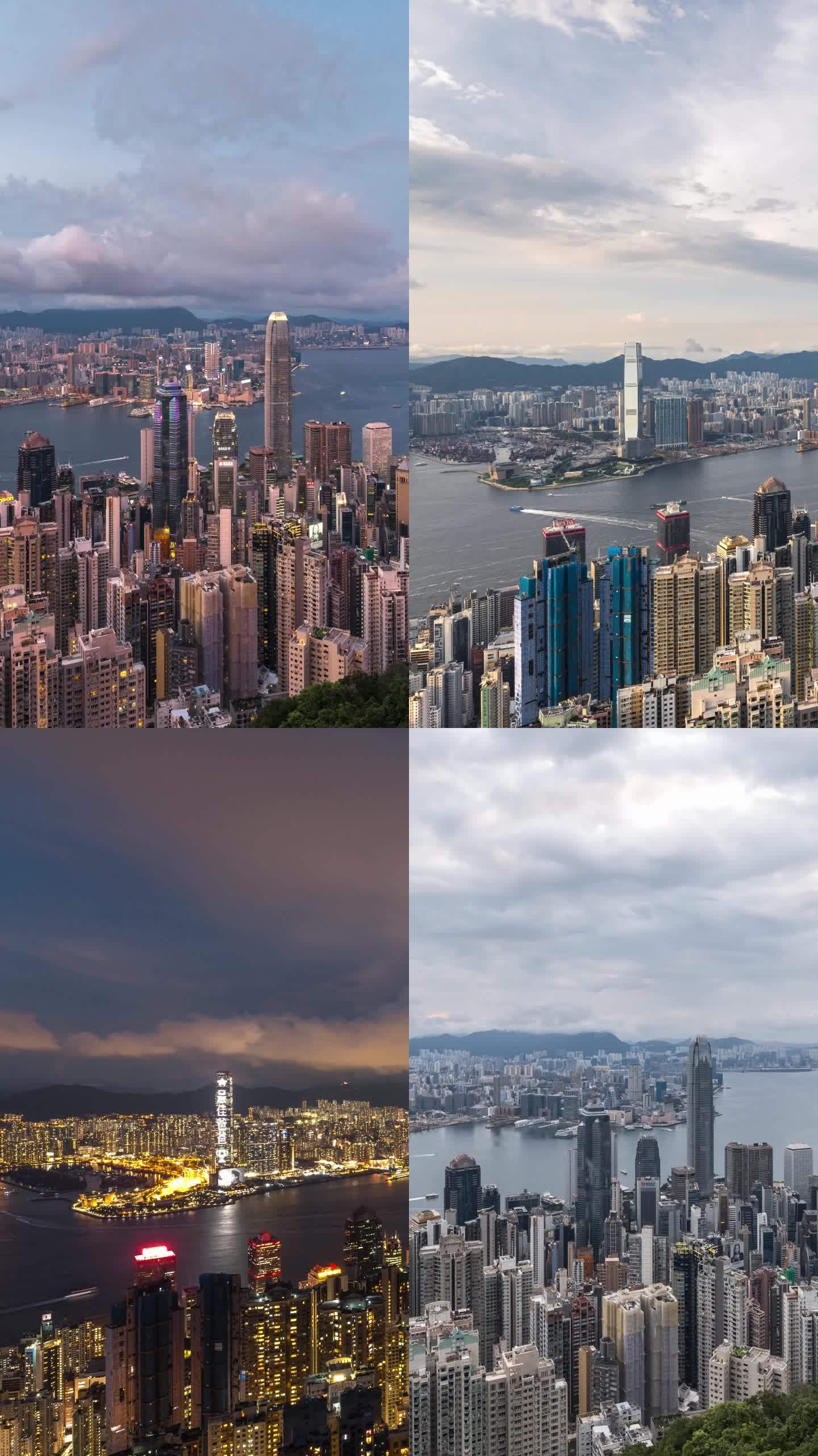4K竖屏·香港维多利亚港城市风光延时合集