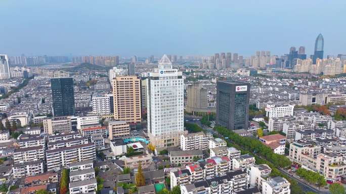 浙江绍兴越城区高楼大厦航拍摩天大楼城市风