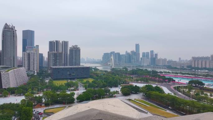 广州大剧院花城广场航拍珠江新城珠江西路猎