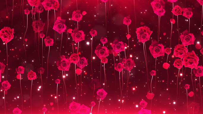 9k超宽屏浪漫红色玫瑰花舞台背景