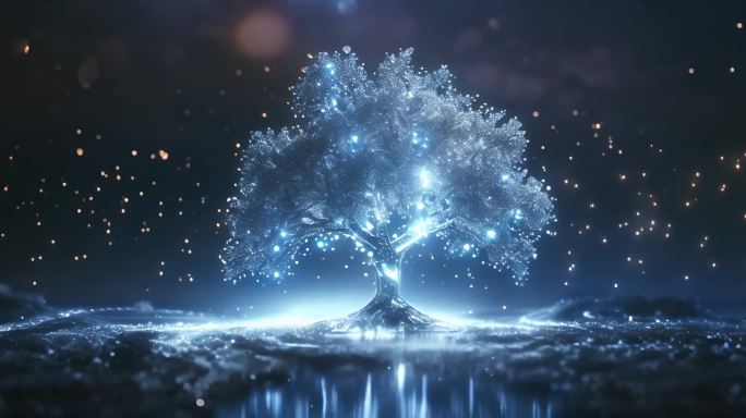 湖面星空粒子世界树
