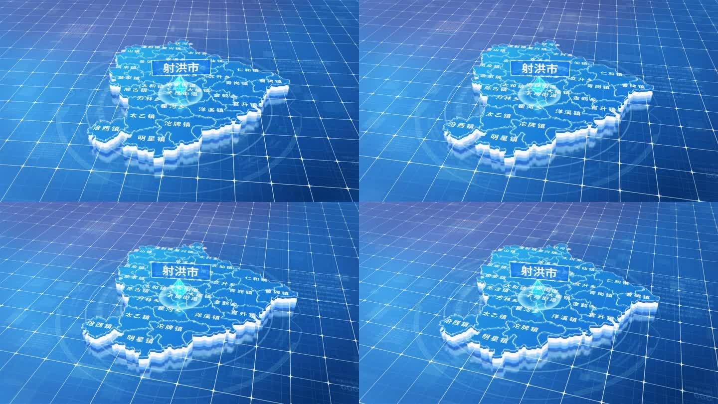 射洪市蓝色三维科技区位地图