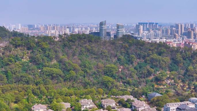 台州市椒江区大景全景航拍城市地标白云山飞