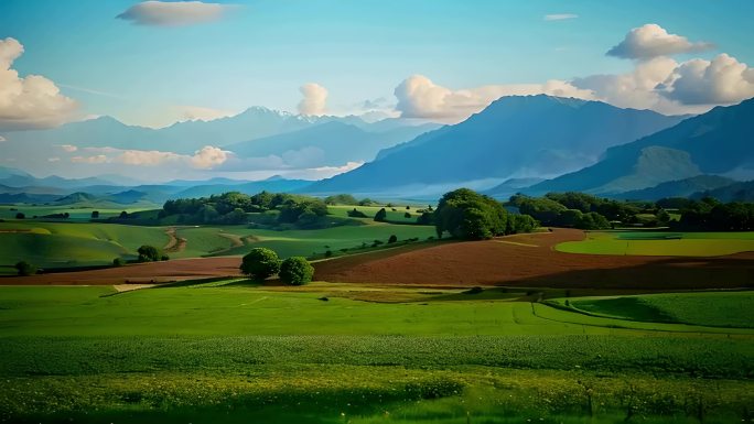 田野山川山脉草原风景