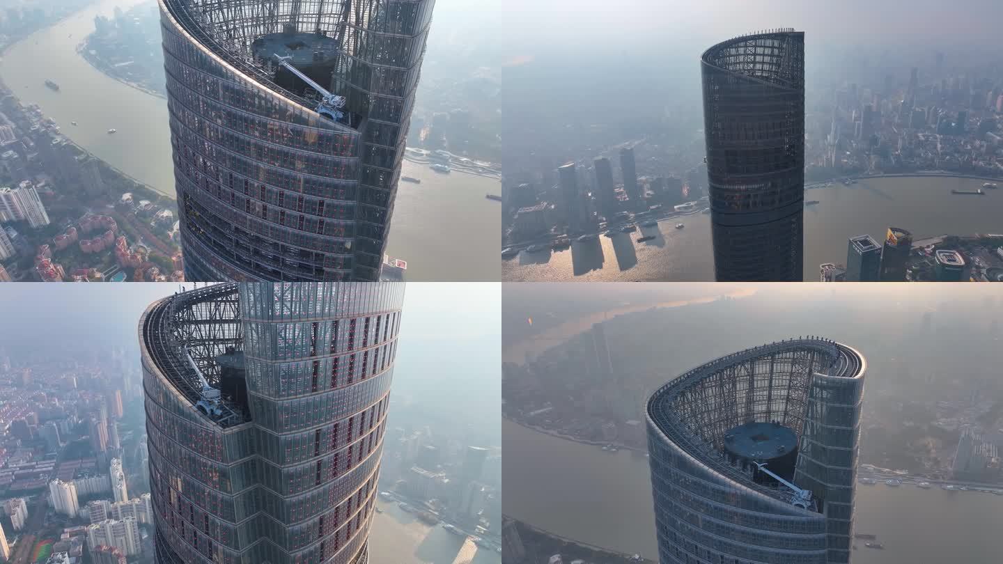 上海陆家嘴航拍上海中心大厦三件套高楼大厦