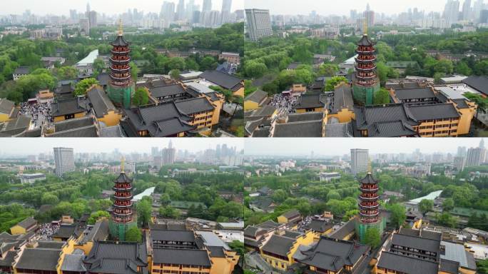 南京市玄武区古鸡鸣寺风景视频素材航拍