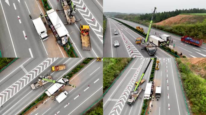 高速公路货车侧翻交警处理车祸事故