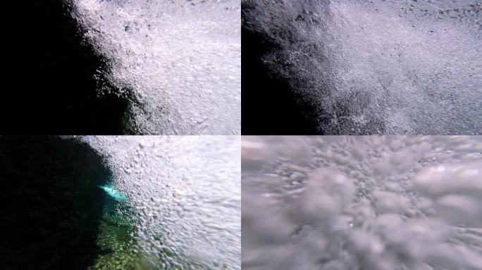 4K高速拍摄水下泉水酿酒河流原生态气泡